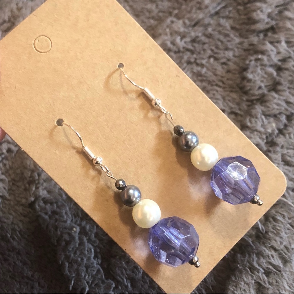 Handcrafted faux pearl elegant dangle earrings